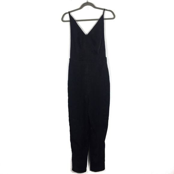 Nasty Gal Black Satin Open Back Surplice Cocktail Tapered Jumpsuit Small - Picture 2 of 12